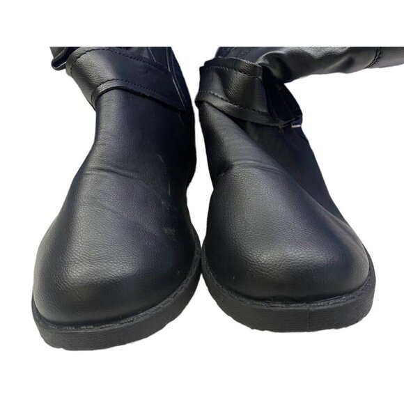 RUE21 ETC Women Ankle Boots Size 8/9 Black Snaps Buckle Low Heel Casual Goth - Picture 3 of 8